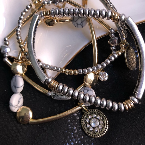 BOHO BABE SILVER AND GOLD CHARM BRACELET - Picture 9 of 10